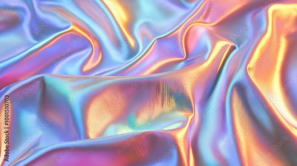 Obraz premium Iridescent Fabric with Fluid Wave Patterns