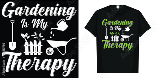Plant T-Shirt for Women Funny Gardening Pattern Shirt Words Print Plant Lover Gift Casual Garden Top, Gardening is My Therapy Funny T-Shirt