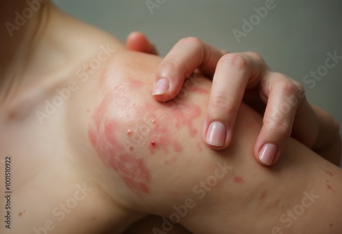 Close-Up Image of Hand with Visible Skin Irritation for Health and Wellness Discussions