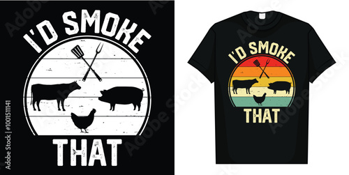 Grunt Style men's Classic  T-shirt, I'd Smoke That Shirt T-shirt, ERLOOD Warning BBQ Zone Vintage Tin Signs OutdoorRetro Metal Wall Poster Decorative T-shirt