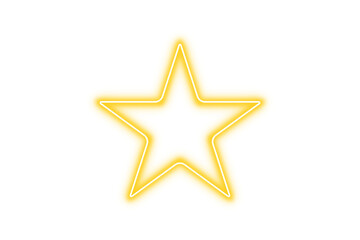 Glowing neon star shape isolated on transparent background. Yellow light neon star sign. Futuristic star neon light shape. Shine star frame. Glow shape for design and decoration. PNG