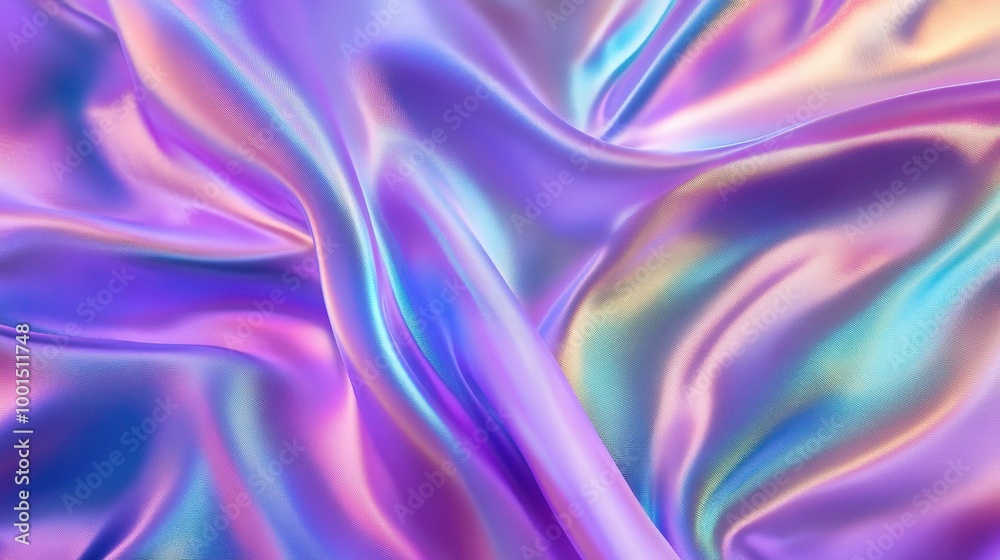 Obraz premium Iridescent Fabric Texture with Soft Waves and Colors