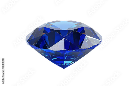 Flawless deep blue sapphire stone isolated on transparent background photo