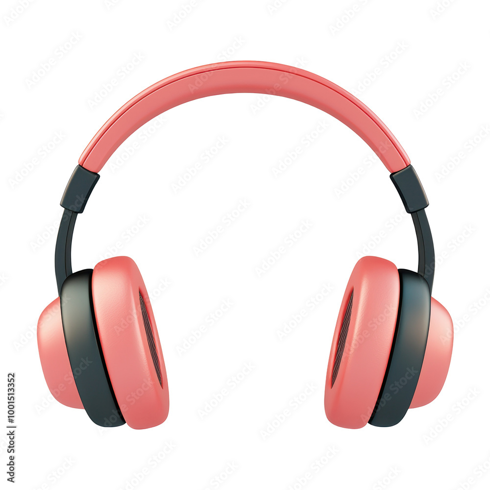 Pink headphones in 3D style, featuring simple and minimalist design without a microphone. Comfortable padded ear cushions for enjoyable listening experience. Isolated on transparent background, png. Pink headphones in 3D style, featuring simple and minimalist design without a microphone. Comfortable padded ear cushions for enjoyable listening experience. Isolated on transparent background, png.