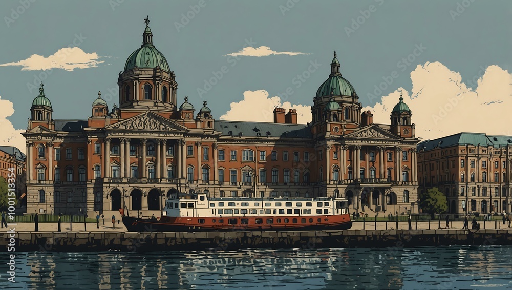 Belfast hand-drawn travel poster in color pencil style. Belfast hand-drawn travel poster in color pencil style.