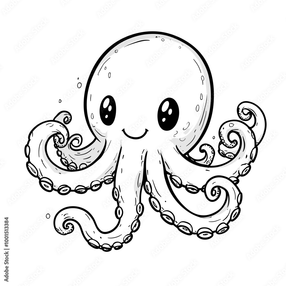 Fototapeta premium Cute Kawaii octopus coloring Pages Kids