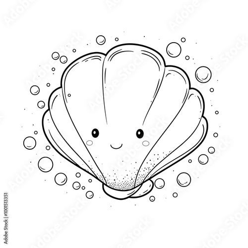 Cute Kawaii  Marine seashell coloring Pages Kids