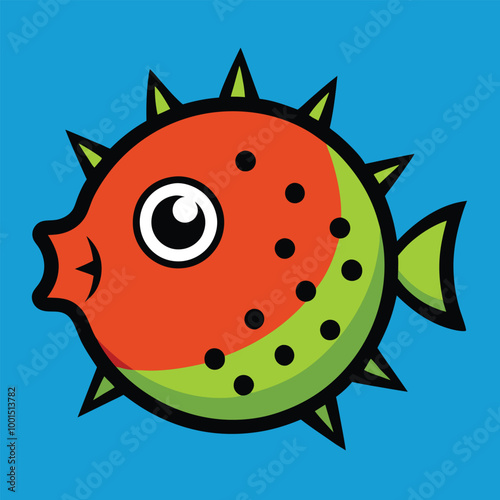 Solid color Pea Puffer animal vector design