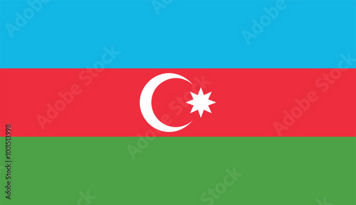 Flag of Azerbaijan , Azerbaijani National Flag, flat vector
