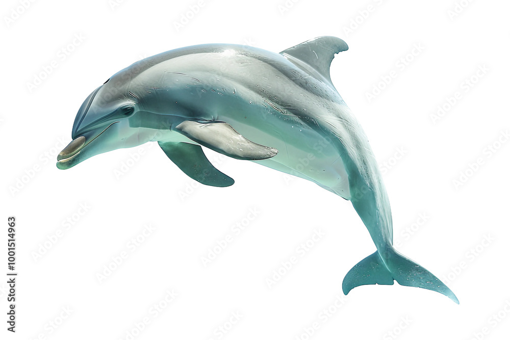 Obraz premium Realistic depiction of a dolphin swimming with a splash effect isolated on transparent background