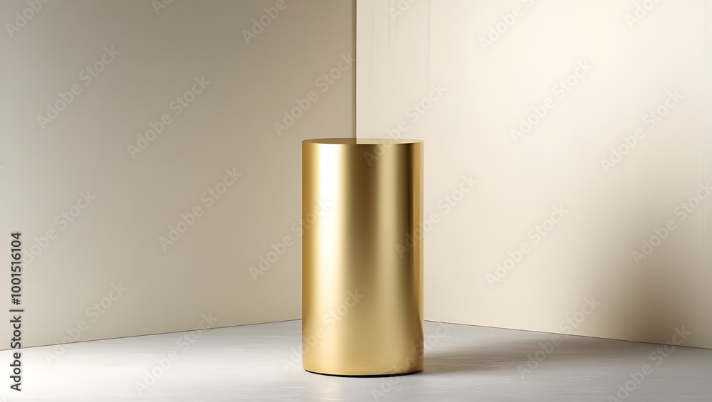 Colorful Gold Cylinder Podium, 3D Abstract Background, Empty Backdrop Pedestal for Product Display and Placement Colorful Gold Cylinder Podium, 3D Abstract Background, Empty Backdrop Pedestal for Product Display and Placement