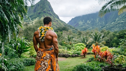 A man dressed in a traditional Samoan sulu photo