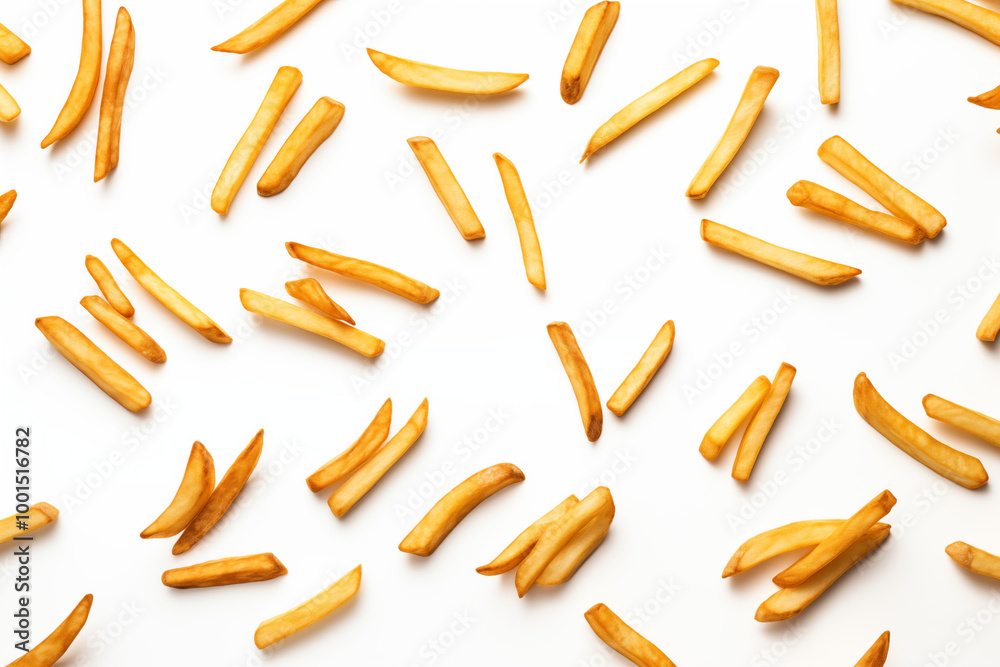 French fries Flying in the air for design Background French fries Flying in the air for design Background