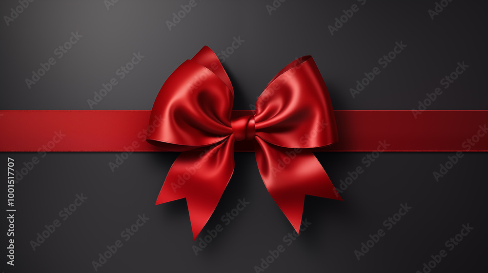 Red satin ribbon and bow on a luxury gift for a festive celebration, elegantly wrapped and decorated