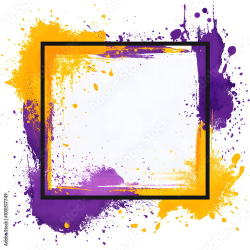  Vibrant Abstract Frame with Colorful Paint Strokes on Purple Background