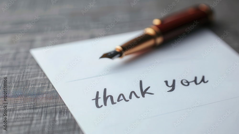Handwritten Thank You Note, a heartfelt expression of gratitude resting beside a pen, inviting appreciation and kindness, with ample space for personal messages. Handwritten Thank You Note, a heartfelt expression of gratitude resting beside a pen, inviting appreciation and kindness, with ample space for personal messages.