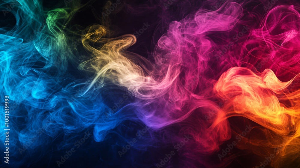 Abstract colorful smoke swirls on a black background. Abstract colorful smoke swirls on a black background.