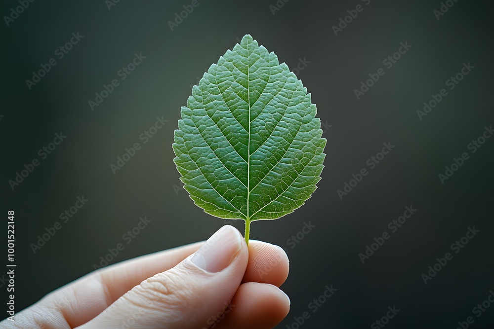 Hand Holding A Single Leaf, Perfectly Symmetrical Hand Holding A Single Leaf, Perfectly Symmetrical