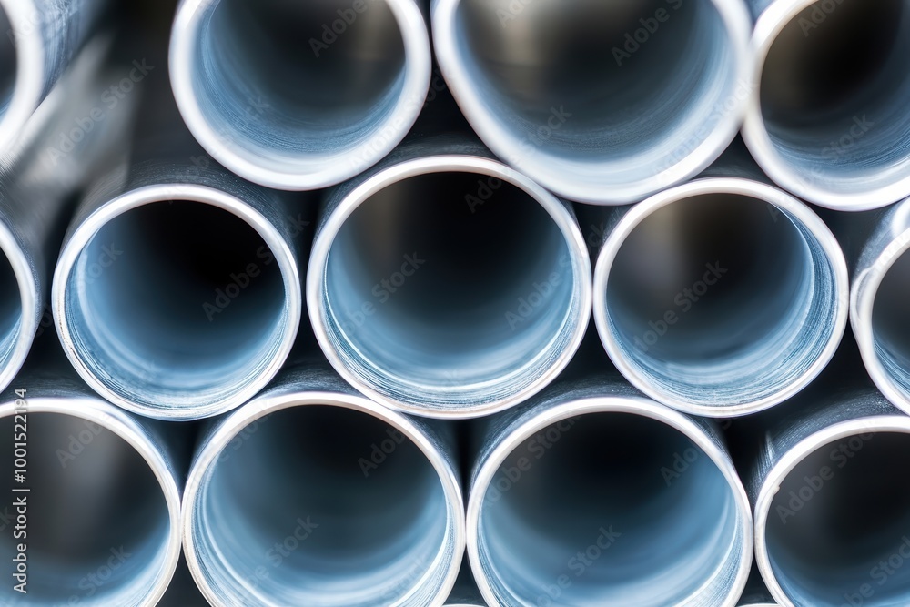 Abstract view of stacked glossy blue pipes Abstract view of stacked glossy blue pipes
