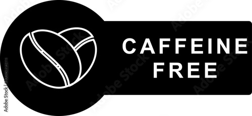 No Caffein, Decaffeinated or Caffein Free Sign, Icon Symbol Vector Illustration