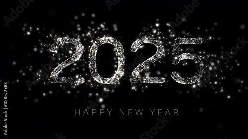 Happy New Year 2025 particle isolated transparent background, Alpha channel ready.