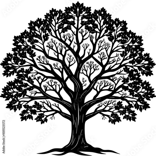 black and white tree