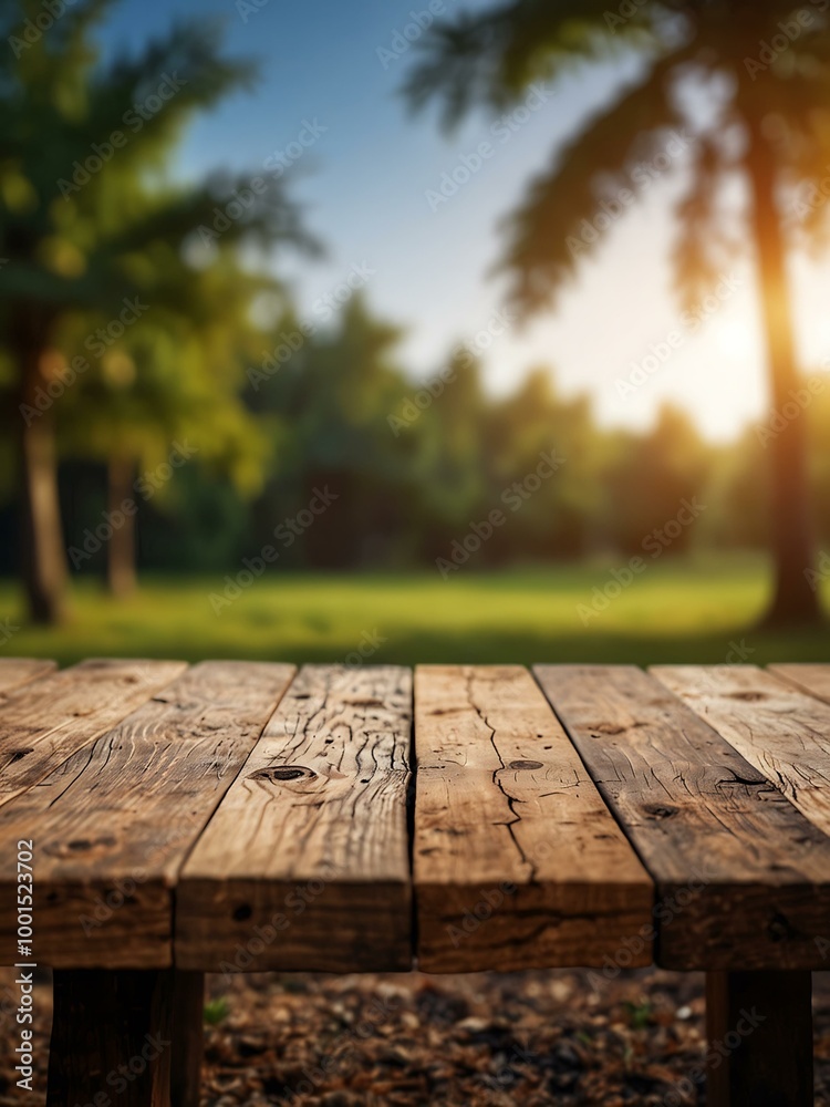 Blurred nature background with a wooden table view. Blurred nature background with a wooden table view.
