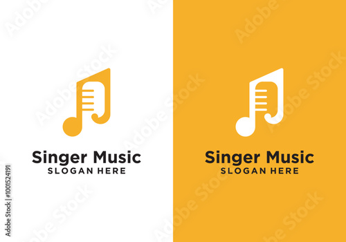 treble clef music vector logo design template with microphone logo element for recording studio. vocals, singer karaoke music logo design