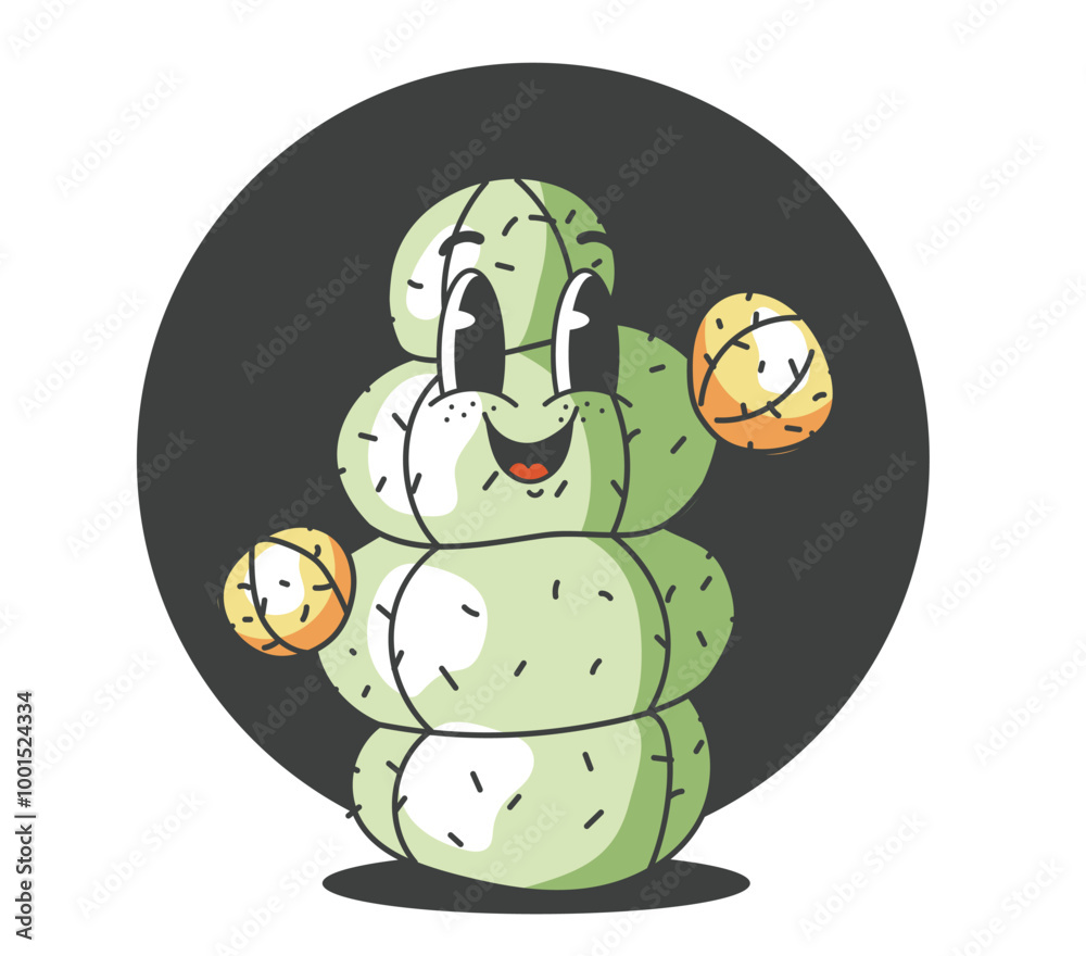 Fototapeta premium Cute cactus characters isolated set. Vector flat graphic design element concept illustration