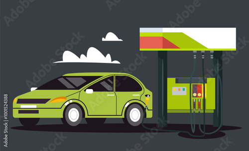 Petrol gas station. Vector flat illustration