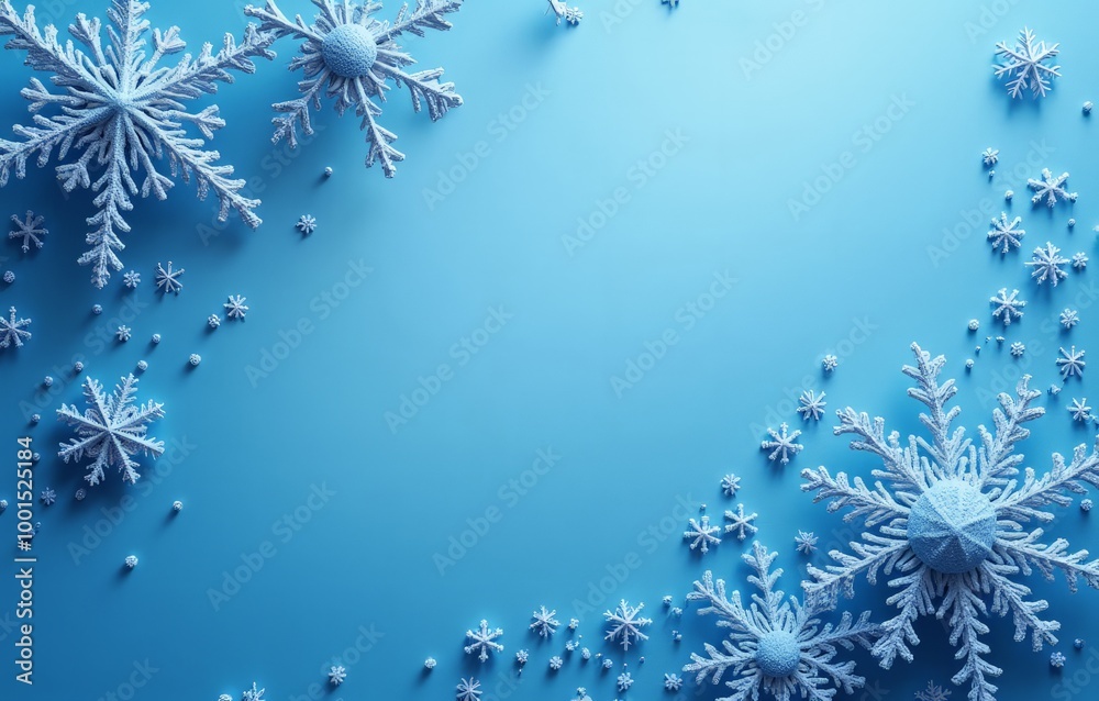 decorative snowflakes on a blue photo with a copy space decorative snowflakes on a blue photo with a copy space