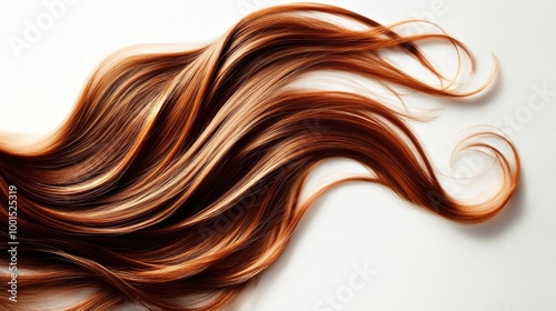 Close-up of Curled Brown Hair on White Background