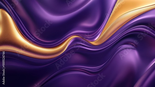 The background showcases a bold purple and gold gradient with swirling patterns, exuding luxury