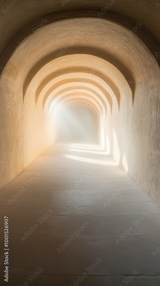 Fototapeta premium A long, narrow tunnel with a sunbeam shining through it