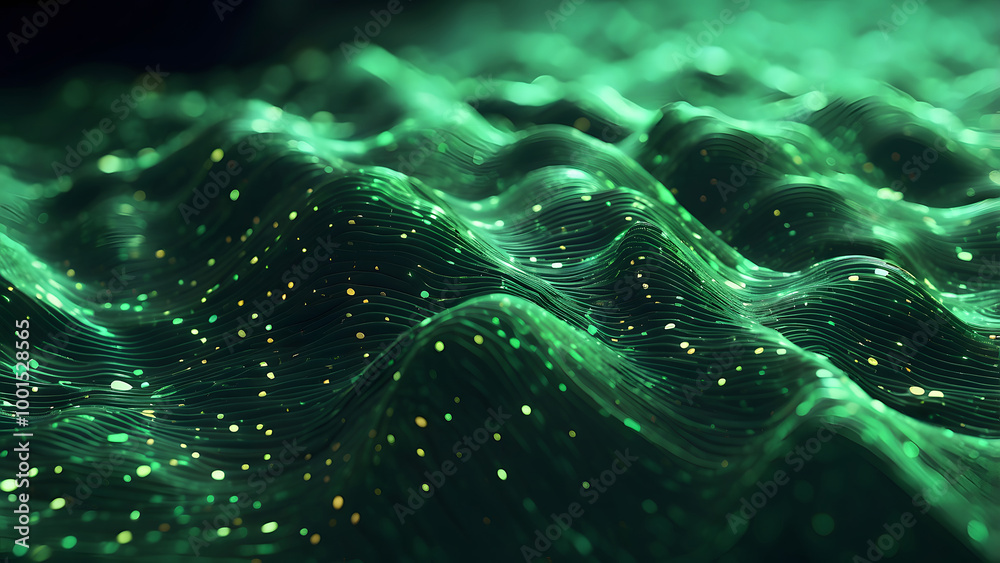 Abstract Green and Black Wavy Digital Landscape Abstract Green and Black Wavy Digital Landscape
