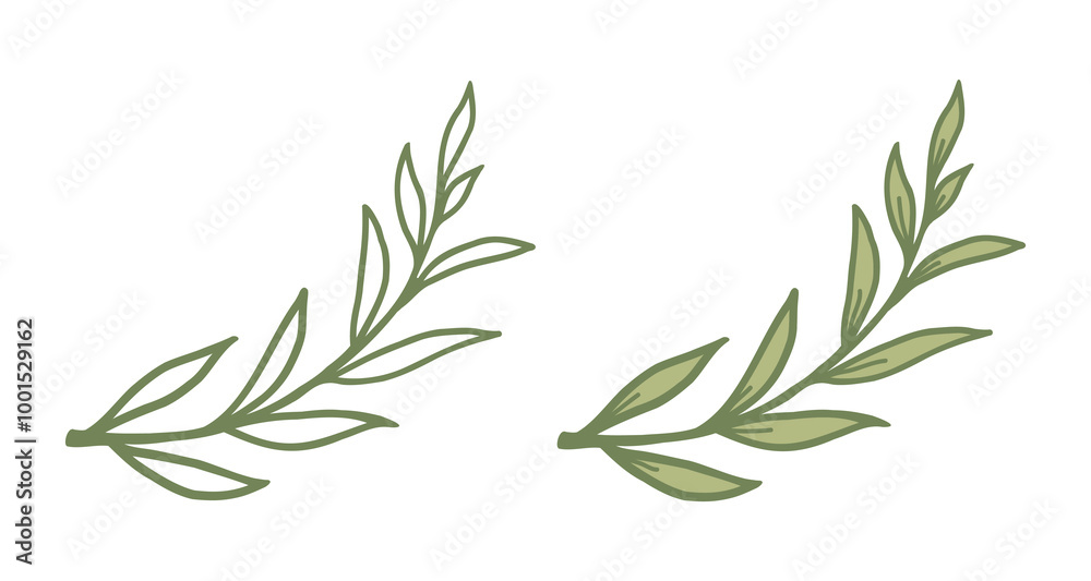Obraz premium Vector vintage hand drawing wreath. Retro emblem of green wreath.