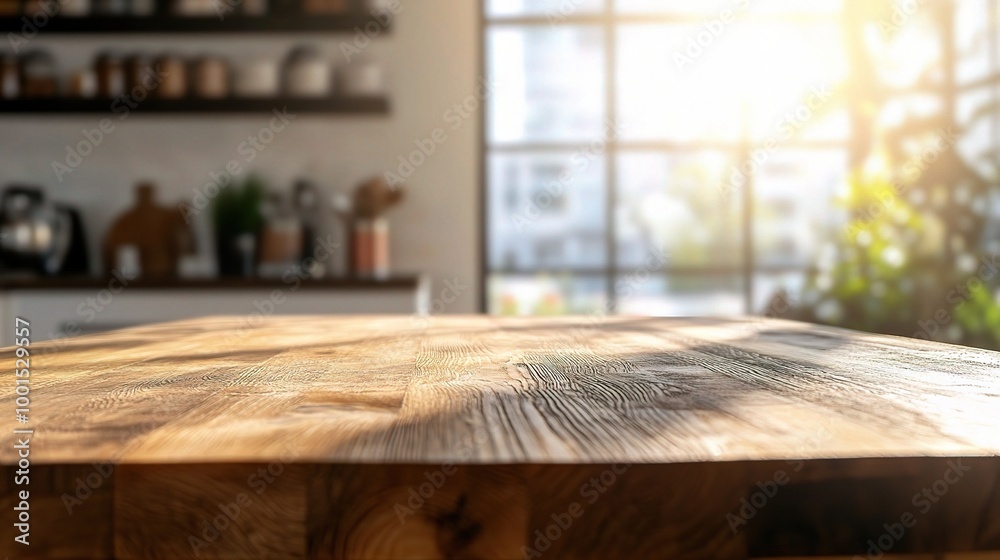 Warm Kitchen Table with Natural Light and Soft Shadows Warm Kitchen Table with Natural Light and Soft Shadows
