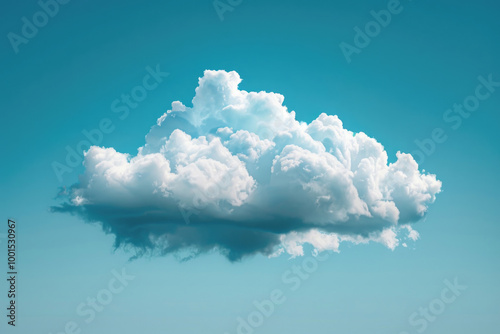 A full-size close-up of a fluffy white cloud isolated against a blue sky background