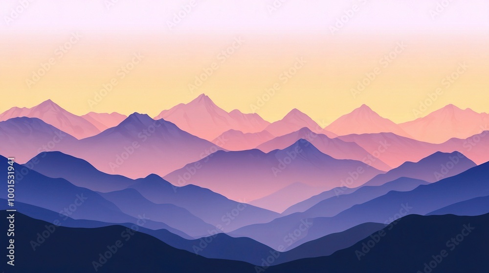 Fototapeta premium Serene Mountain Landscape at Sunrise