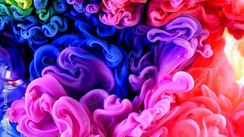 Colorful ink swirls and mixes in water showcasing beautiful abstract patterns