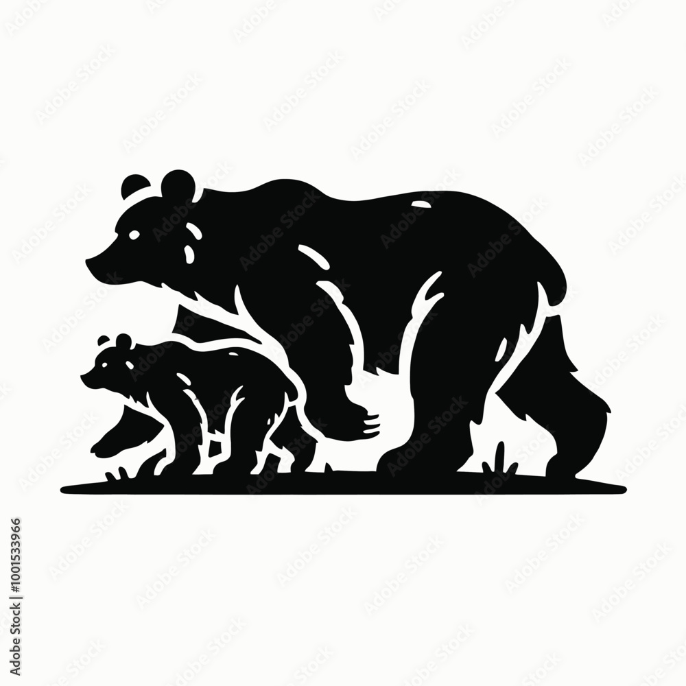 Fototapeta premium Bear Family Silhouette