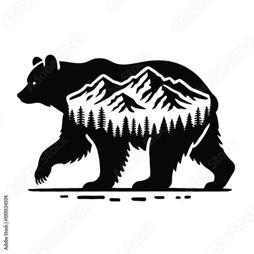 Bear Silhouette Hiking Mountain