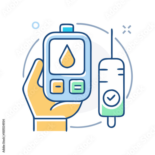 Blood sugar test icon, symbol of health monitoring, minimalist style
