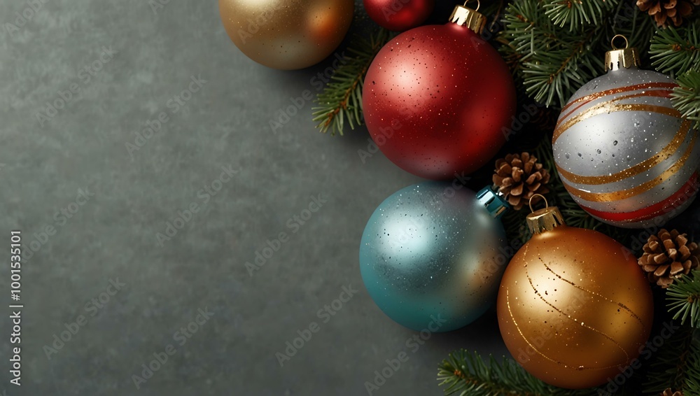 Christmas web banner with baubles and festive decor. Christmas web banner with baubles and festive decor.