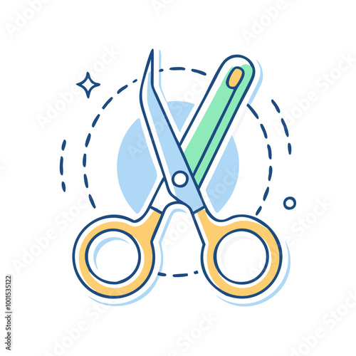 Surgical scissors icon, instrument for performing surgeries, minimalist style
