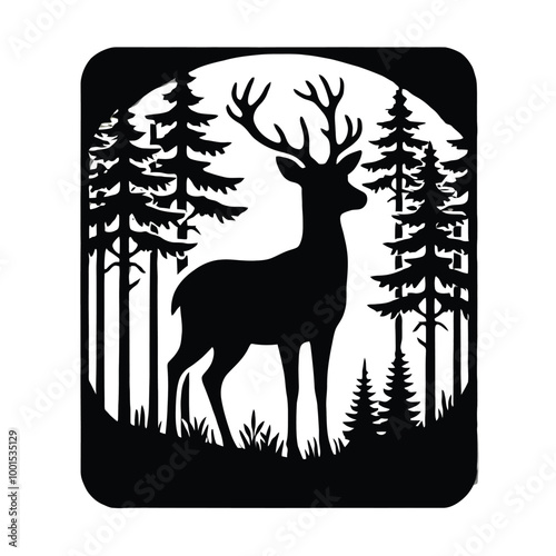 Deer Silhouette in Forest