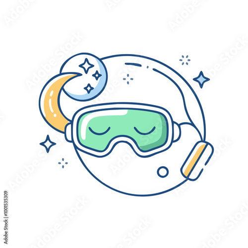 Sleep mask icon, symbol of restful sleep and relaxation, minimalist style