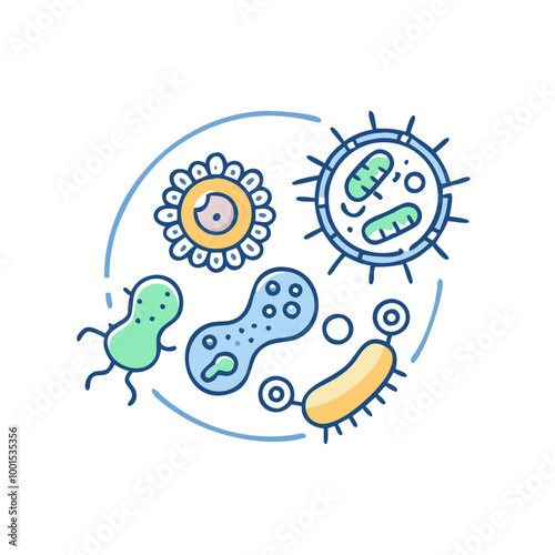 Bacteria icon, symbol of microbiology and infectious diseases, minimalist style