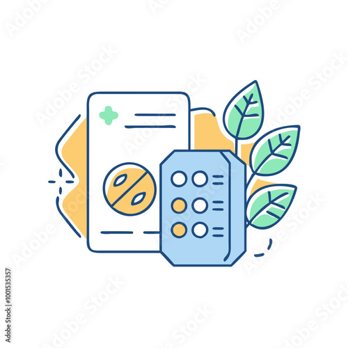 Allergy pills icon, symbol of allergy treatment and health, minimalist style
