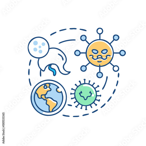 Virus icon, symbol of infectious diseases and healthcare, minimalist style